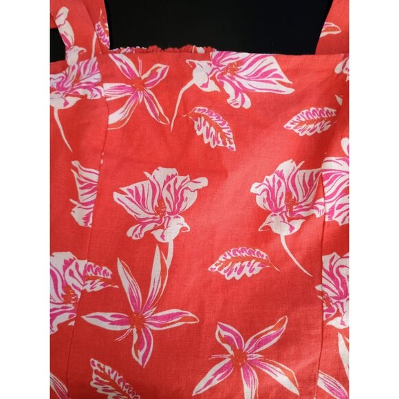 Joie Floral Tropical Summer Crop Top Women Red Linen Size 4 - Picture 6 of 6